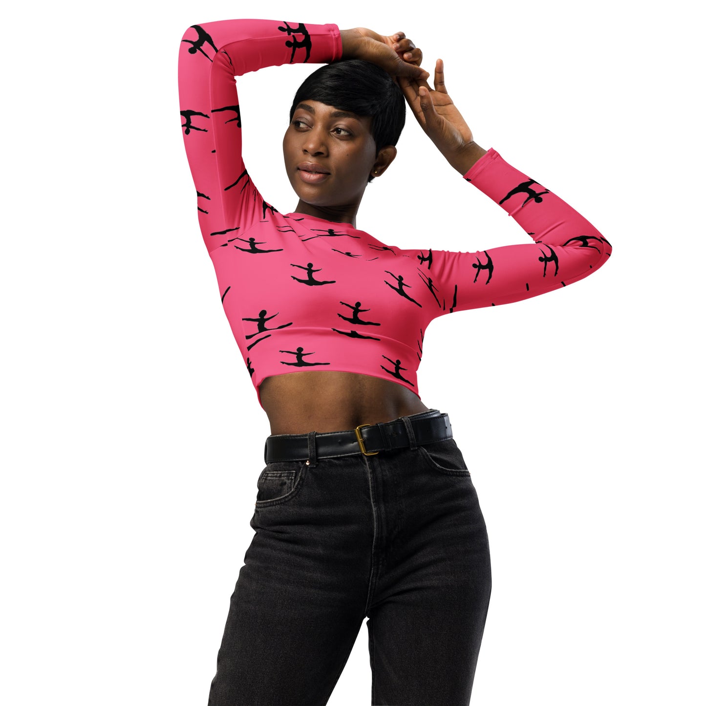 My Hero Pink Grand Jete Recycled long-sleeve crop top