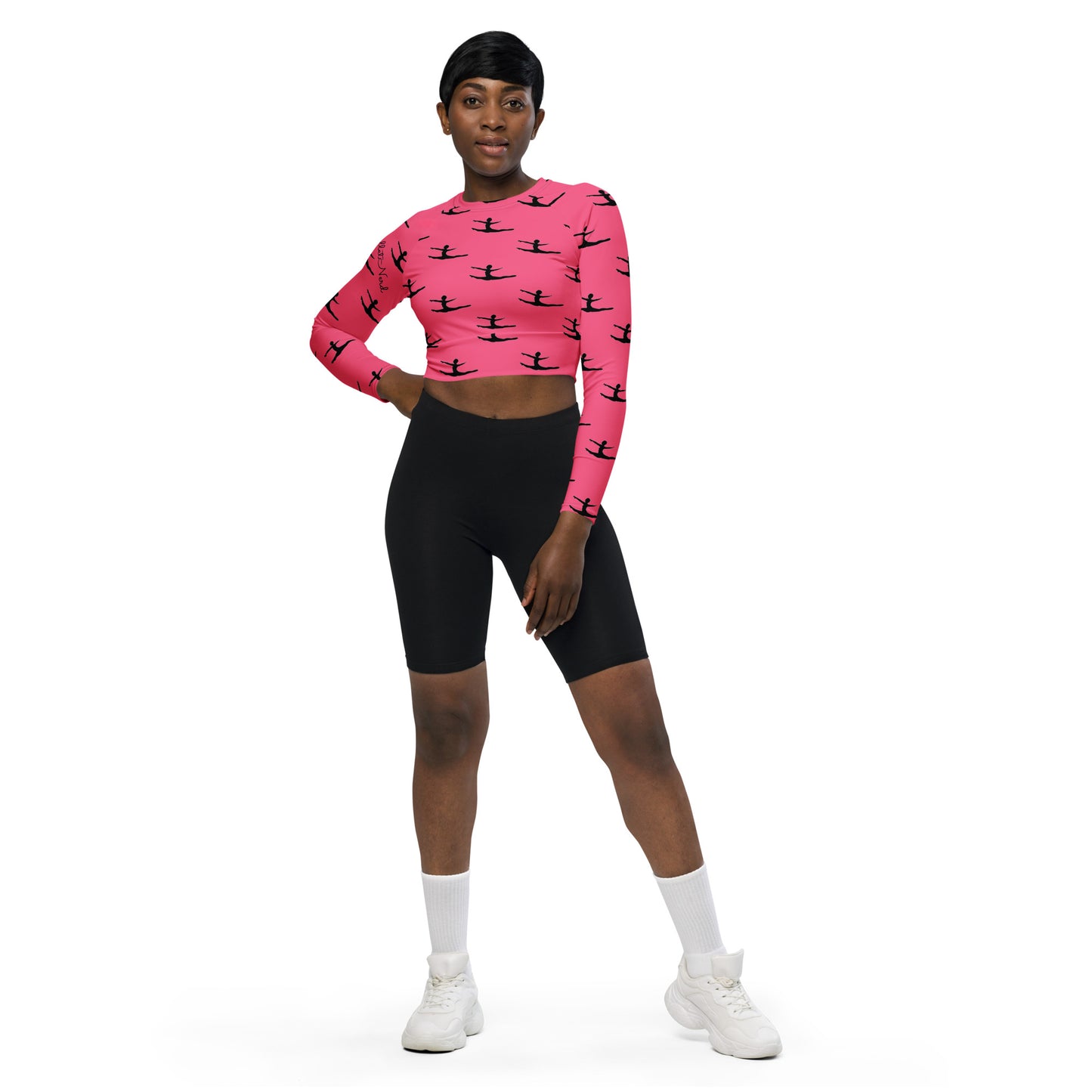 My Hero Pink Grand Jete Recycled long-sleeve crop top