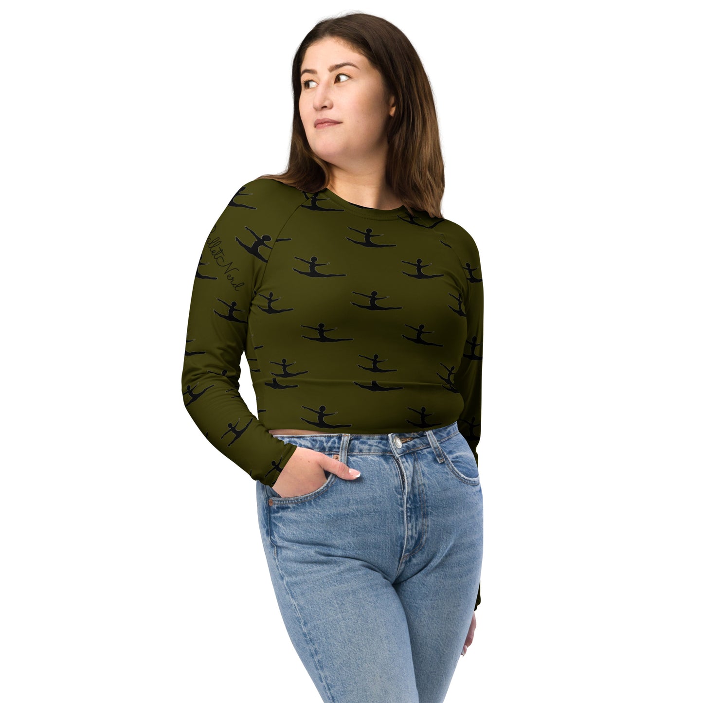 Greco Green Grand Jete Recycled long-sleeve crop top