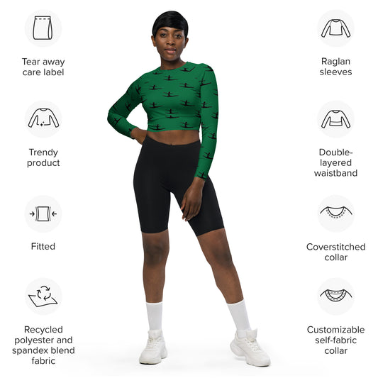 Emerald Grand Jete Recycled long-sleeve crop top