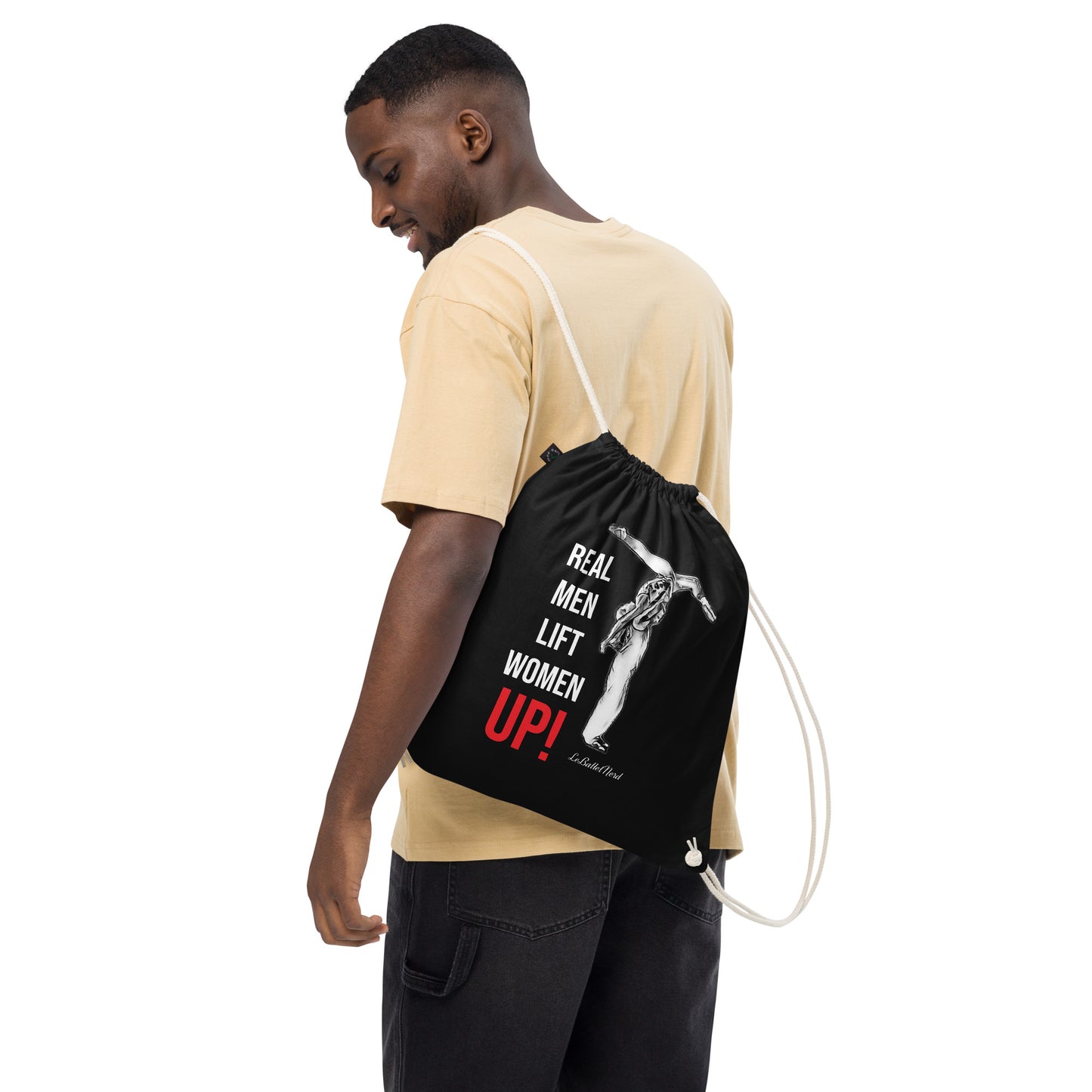 Real Men Organic cotton drawstring bag