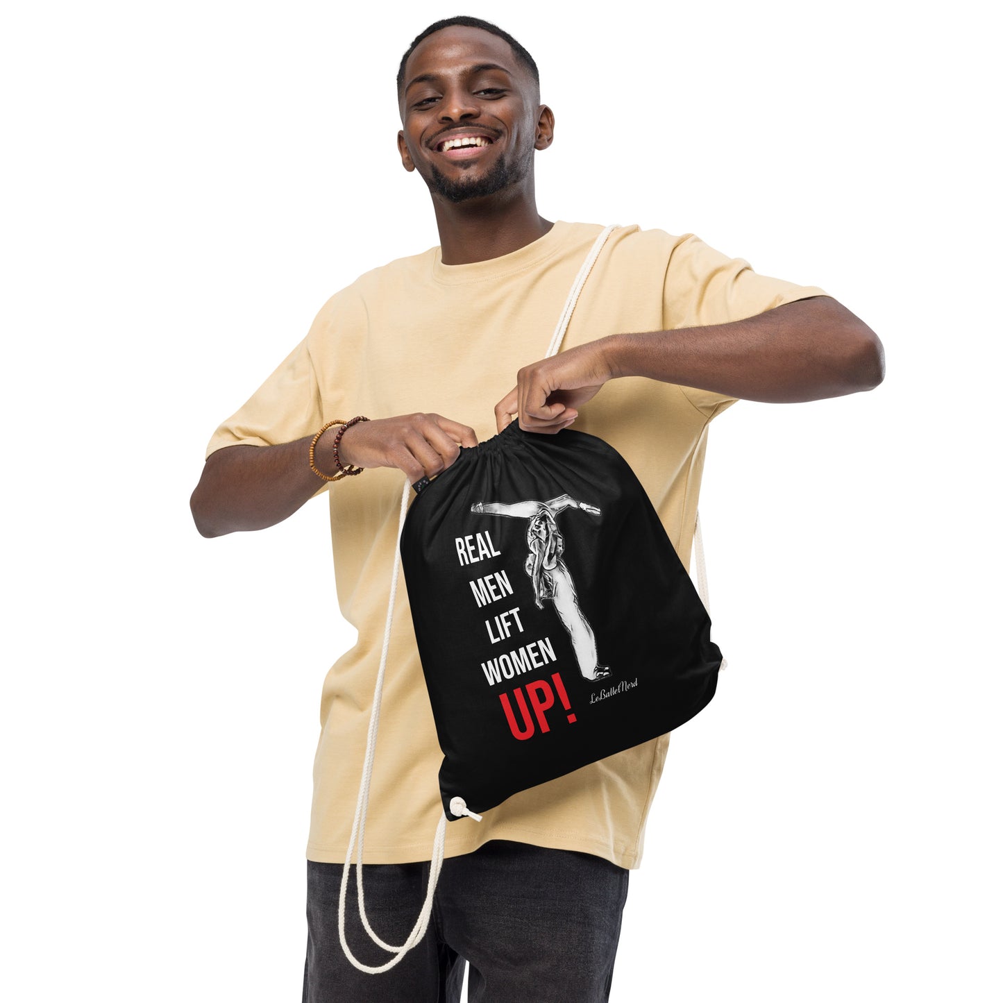 Real Men Organic cotton drawstring bag