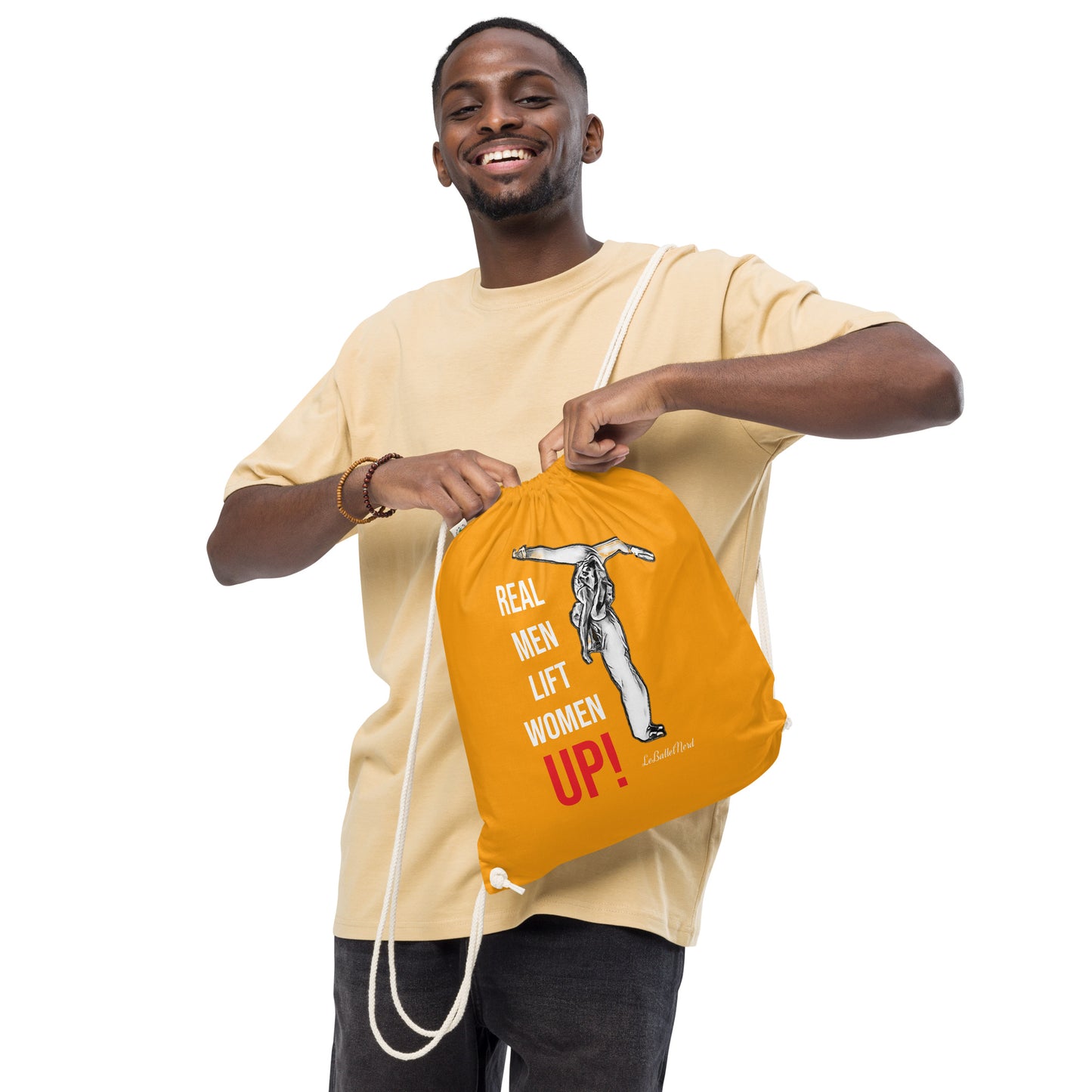 Real Men Organic cotton drawstring bag