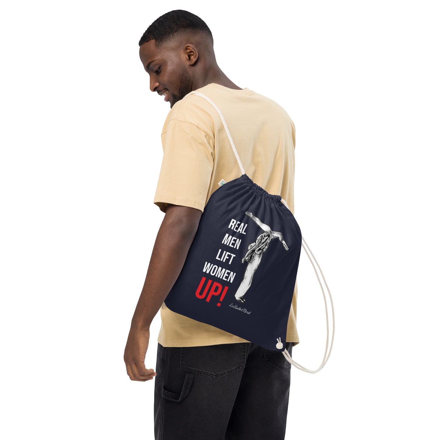 Real Men Organic cotton drawstring bag