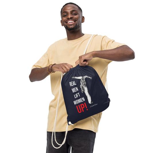 Real Men Organic cotton drawstring bag