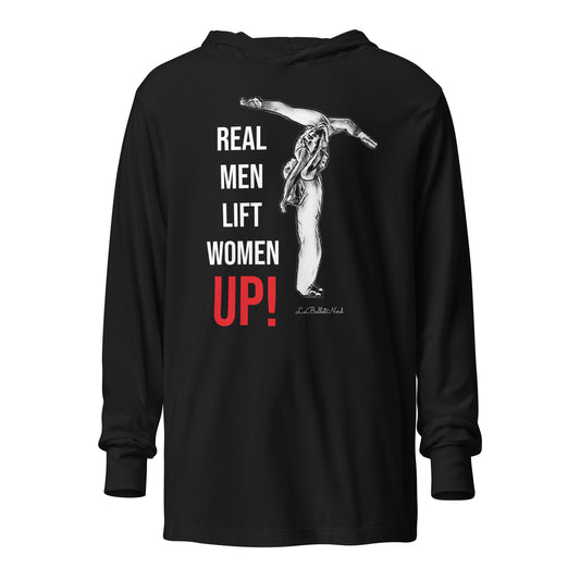 Real Men Hooded long-sleeve tee